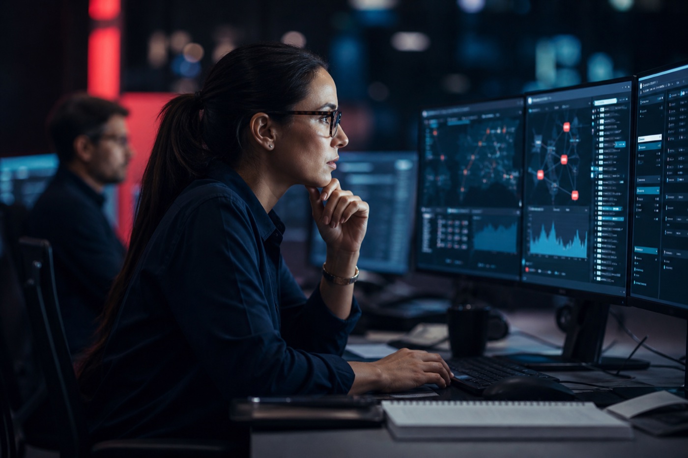 Security analyst monitoring an active incident
