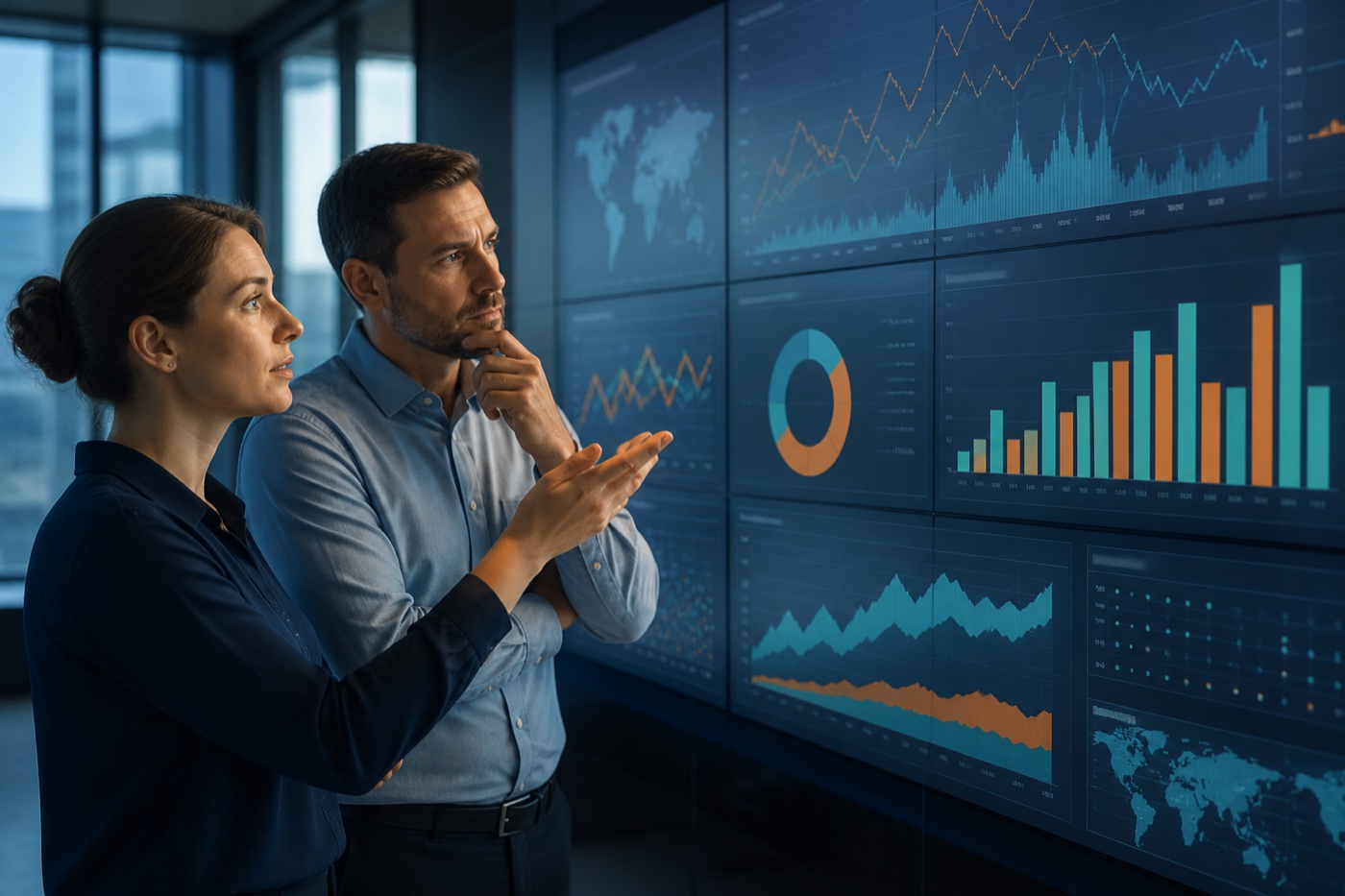Analysts reviewing operational data